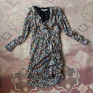Veronica Beard Floral Long Sleeve Fuffle Dress